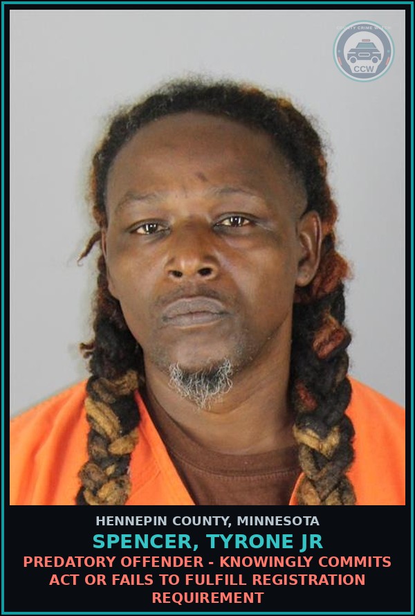 Booking mugshot of SPENCER, TYRONE JR in Hennepin County