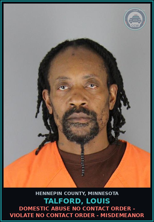 Booking mugshot of TALFORD, LOUIS in Hennepin County