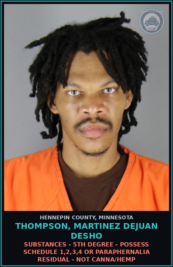 Booking mugshot of THOMPSON, MARTINEZ DEJUAN DESHO in Hennepin County