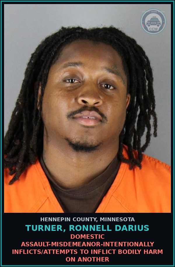Booking mugshot of TURNER, RONNELL DARIUS in Hennepin County