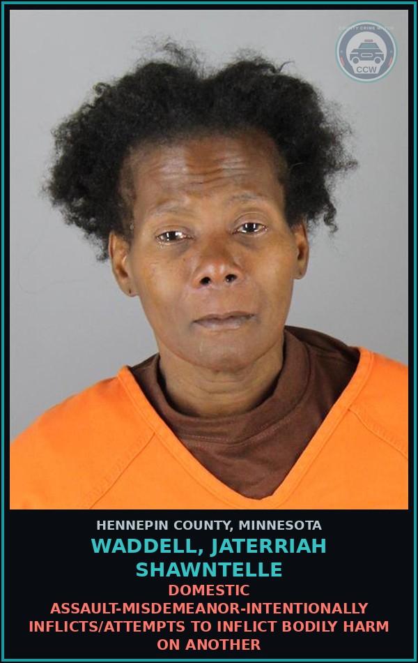 Booking mugshot of WADDELL, JATERRIAH SHAWNTELLE in Hennepin County