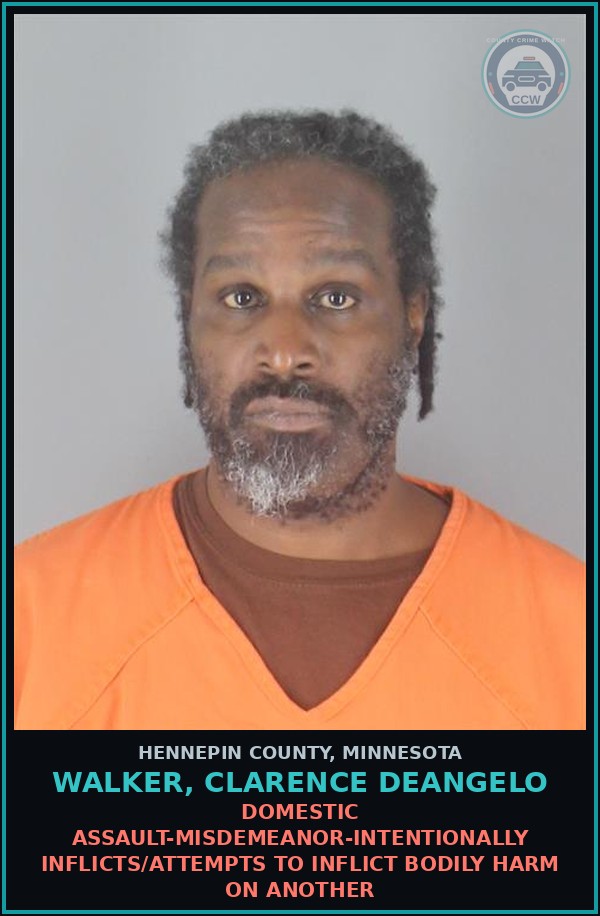 Booking mugshot of WALKER, CLARENCE DEANGELO in Hennepin County
