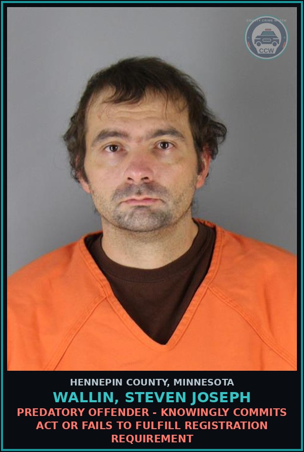 Booking mugshot of WALLIN, STEVEN JOSEPH in Hennepin County