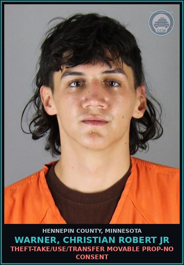 Booking mugshot of WARNER, CHRISTIAN ROBERT JR in Hennepin County