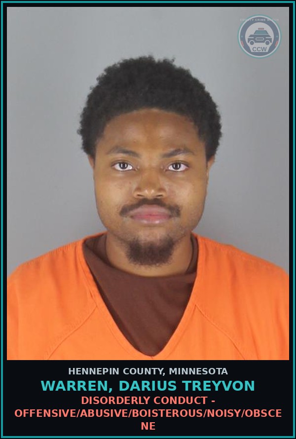 Booking mugshot of WARREN, DARIUS TREYVON in Hennepin County