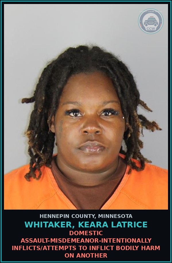 Booking mugshot of WHITAKER, KEARA LATRICE in Hennepin County