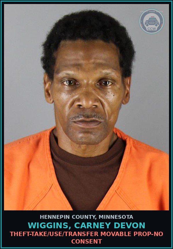 Booking mugshot of WIGGINS, CARNEY DEVON in Hennepin County