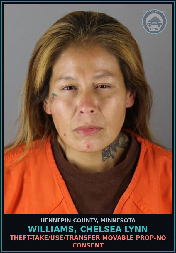 Booking mugshot of WILLIAMS, CHELSEA LYNN in Hennepin County