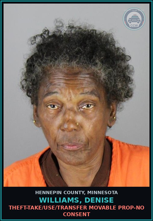 Booking mugshot of WILLIAMS, DENISE in Hennepin County