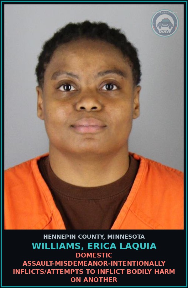 Booking mugshot of WILLIAMS, ERICA LAQUIA in Hennepin County