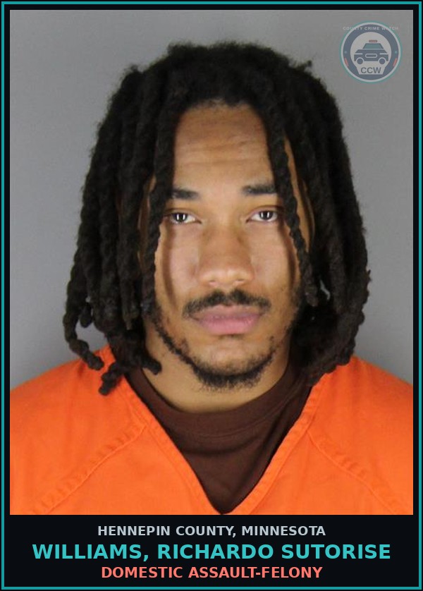 Booking mugshot of WILLIAMS, RICHARDO SUTORISE in Hennepin County