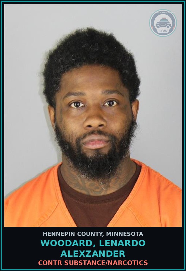 Booking mugshot of WOODARD, LENARDO ALEXZANDER in Hennepin County