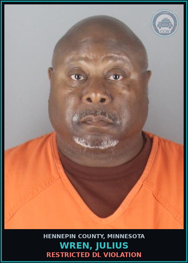Booking mugshot of WREN, JULIUS in Hennepin County