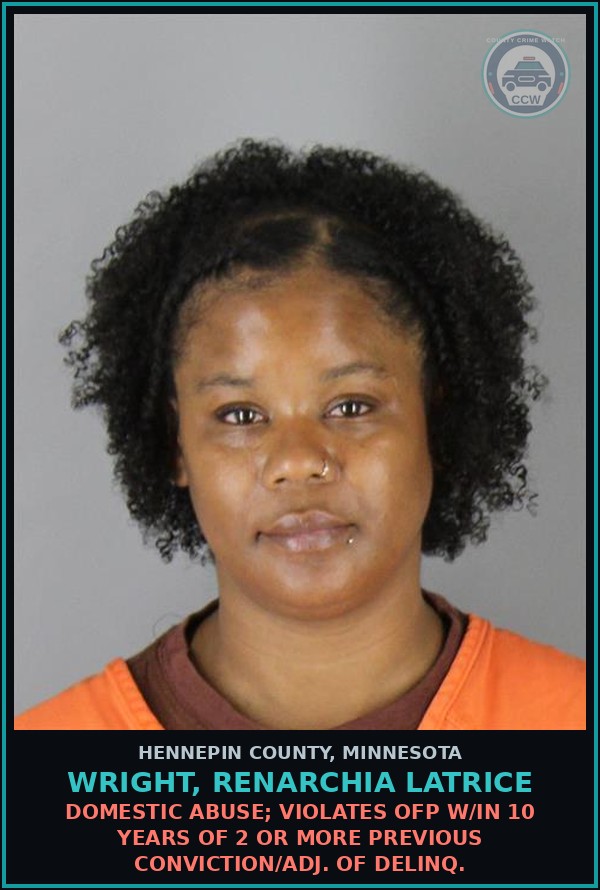 Booking mugshot of WRIGHT, RENARCHIA LATRICE in Hennepin County