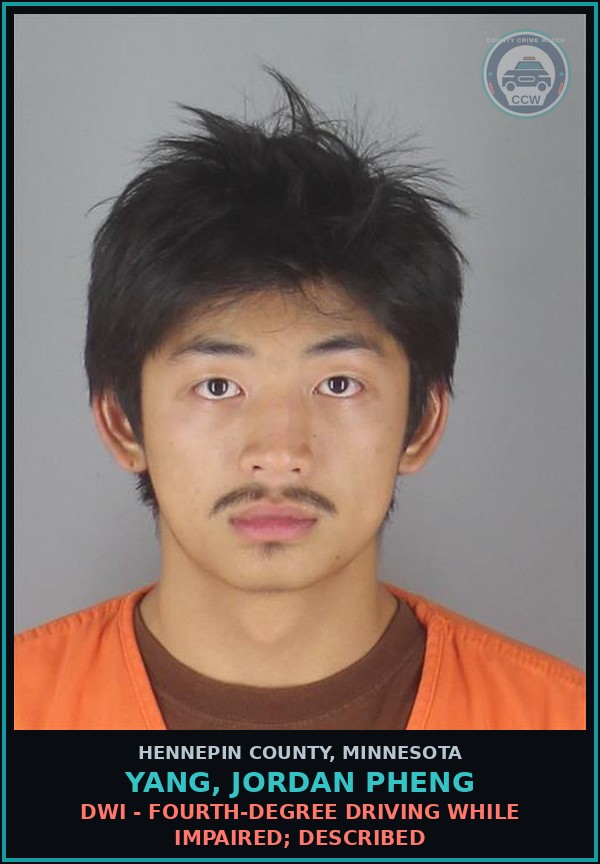 Booking mugshot of YANG, JORDAN PHENG in Hennepin County