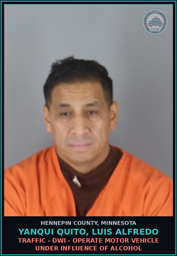 Booking mugshot of YANQUI QUITO, LUIS ALFREDO in Hennepin County