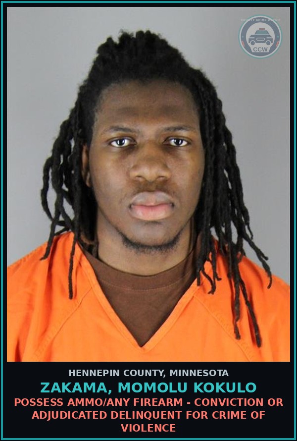 Booking mugshot of ZAKAMA, MOMOLU KOKULO in Hennepin County