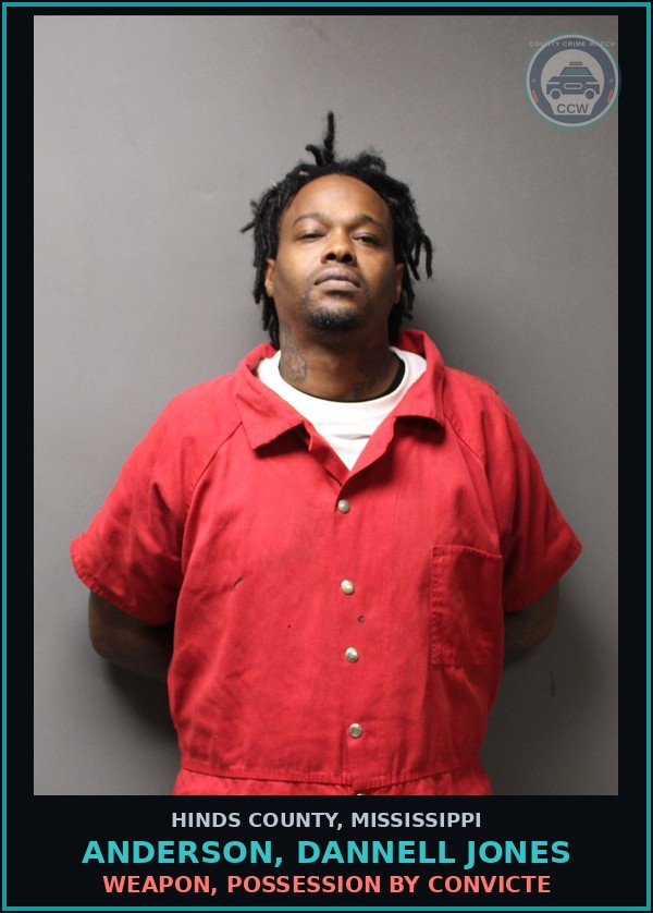 Booking mugshot of Anderson, Dannell Jones in Hinds County