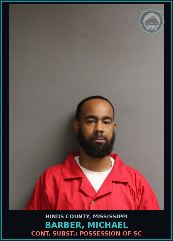 Booking mugshot of Barber, Michael in Hinds County
