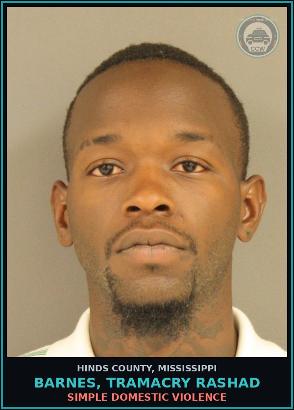 Booking mugshot of Barnes, Tramacry Rashad in Hinds County