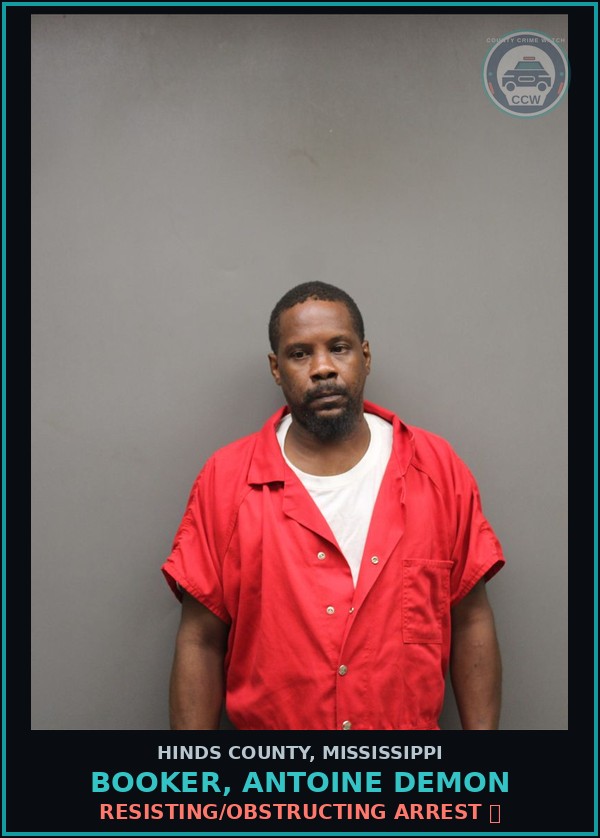 Booking mugshot of Booker, Antoine Demon in Hinds County