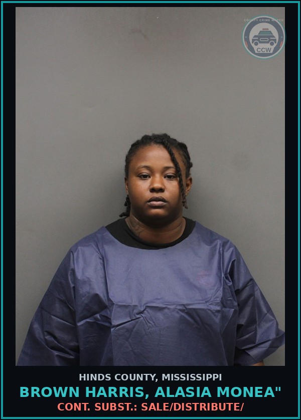 Booking mugshot of Brown Harris, Alasia Monea" in Hinds County