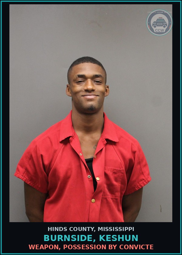 Booking mugshot of Burnside, Keshun in Hinds County