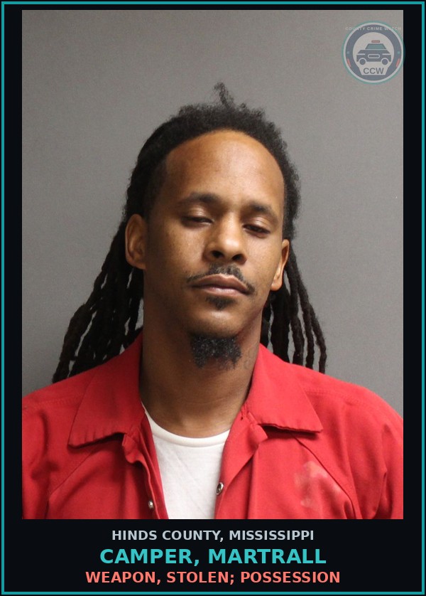 Booking mugshot of Camper, Martrall in Hinds County