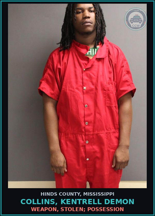 Booking mugshot of Collins, Kentrell Demon in Hinds County