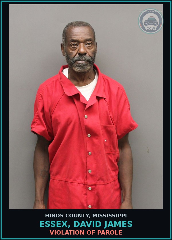 Booking mugshot of Essex, David James in Hinds County