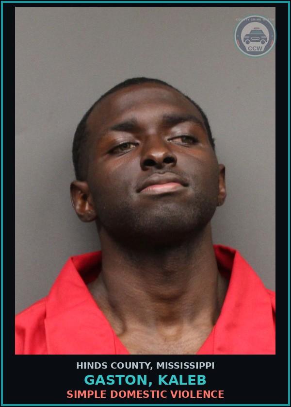 Booking mugshot of Gaston, Kaleb in Hinds County