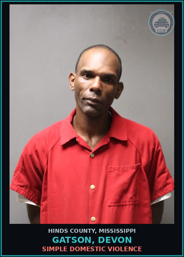Booking mugshot of Gatson, Devon in Hinds County