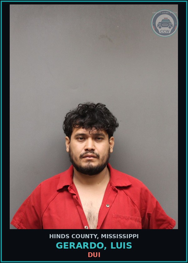 Booking mugshot of Gerardo, Luis in Hinds County