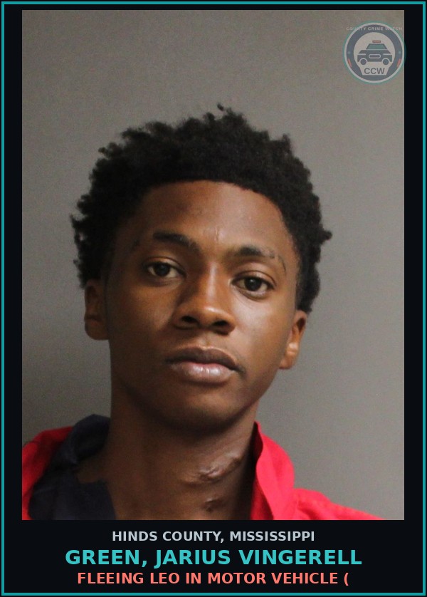 Booking mugshot of Green, Jarius Vingerell in Hinds County