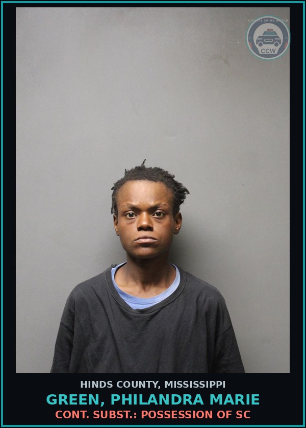 Booking mugshot of Green, Philandra Marie in Hinds County