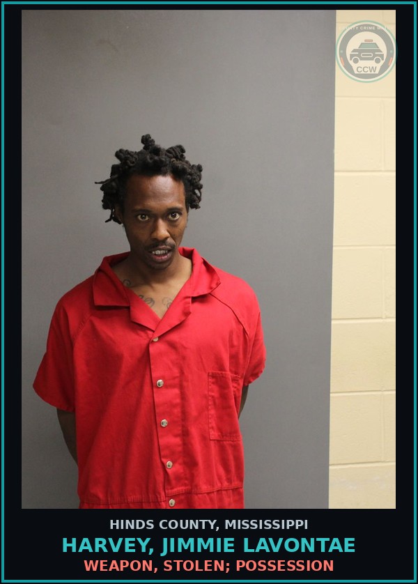 Booking mugshot of Harvey, Jimmie Lavontae in Hinds County