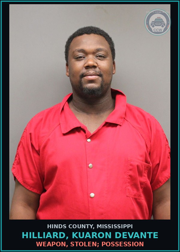 Booking mugshot of Hilliard, Kuaron Devante in Hinds County