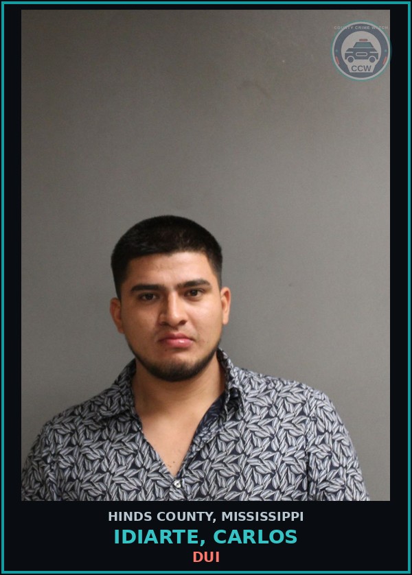 Booking mugshot of Idiarte, Carlos in Hinds County