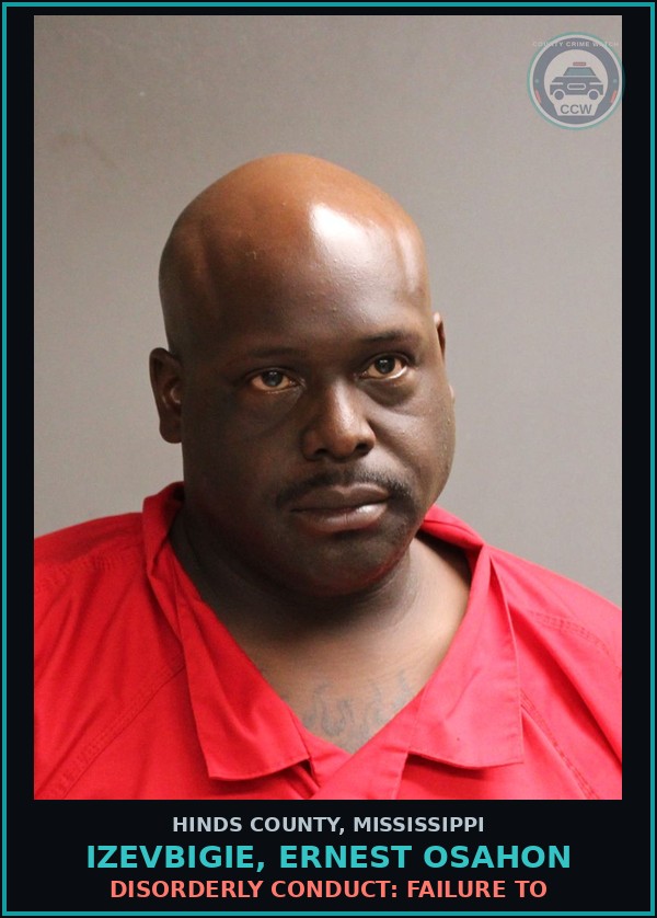 Booking mugshot of Izevbigie, Ernest Osahon in Hinds County