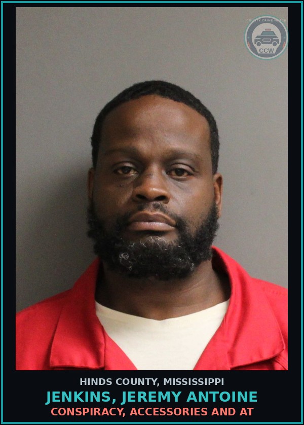 Booking mugshot of Jenkins, Jeremy Antoine in Hinds County