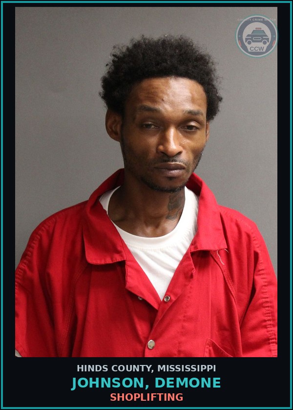 Booking mugshot of Johnson, Demone in Hinds County