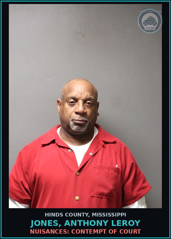 Booking mugshot of Jones, Anthony Leroy in Hinds County