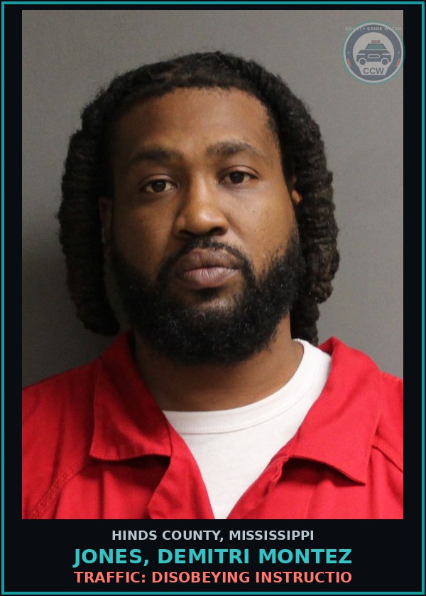 Booking mugshot of Jones, Demitri Montez in Hinds County