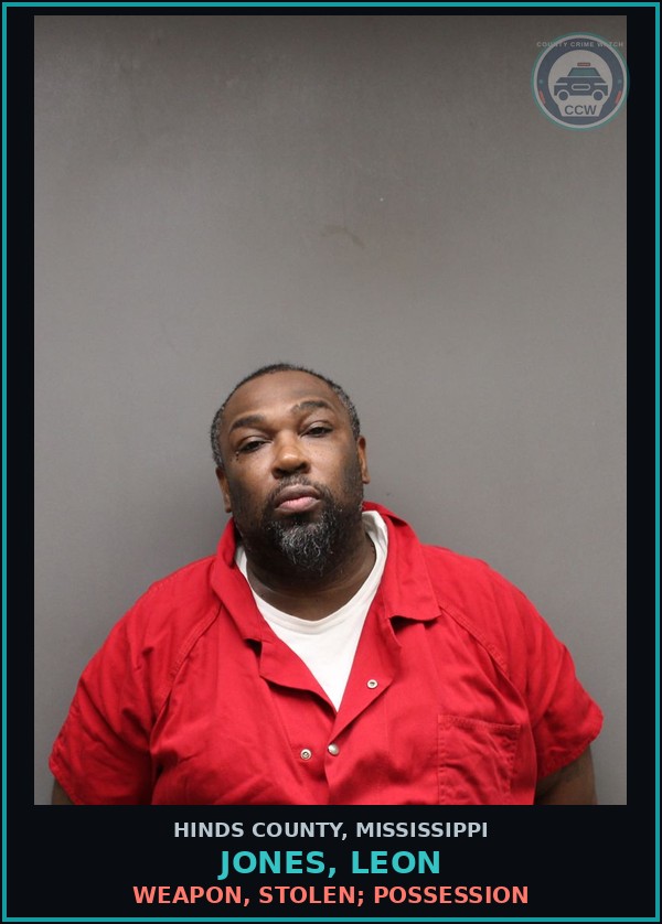 Booking mugshot of Jones, Leon in Hinds County