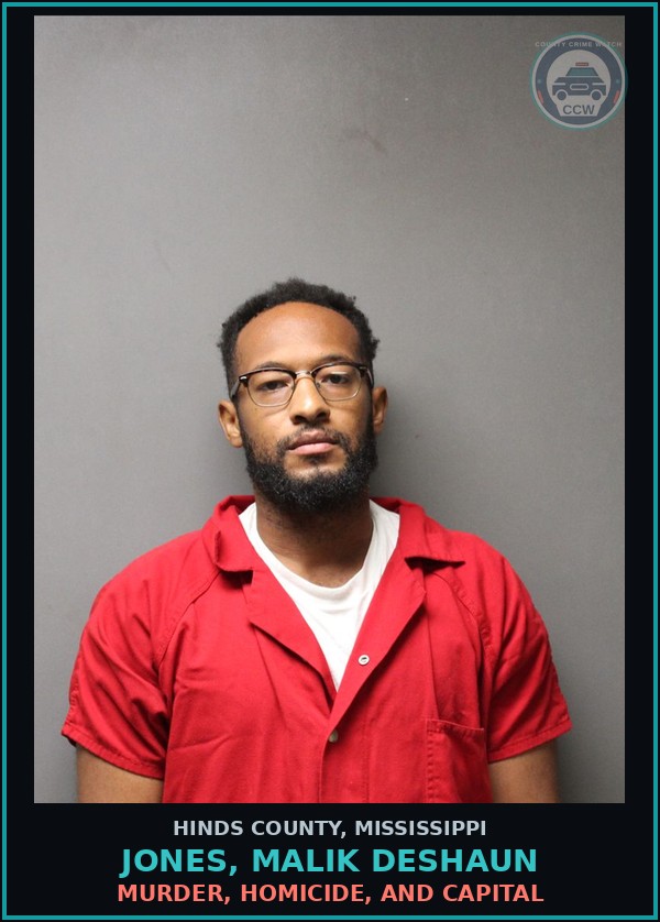 Booking mugshot of Jones, Malik Deshaun in Hinds County