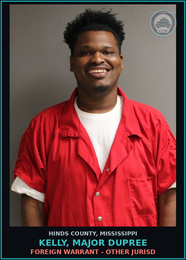 Booking mugshot of Kelly, Major Dupree in Hinds County