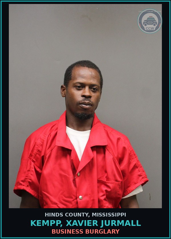 Booking mugshot of Kempp, Xavier Jurmall in Hinds County