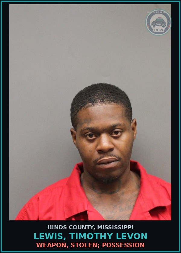 Booking mugshot of Lewis, Timothy Levon in Hinds County