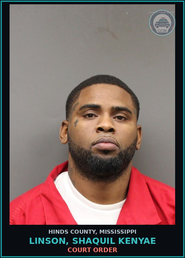Booking mugshot of Linson, Shaquil Kenyae in Hinds County