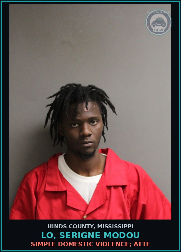 Booking mugshot of Lo, Serigne Modou in Hinds County